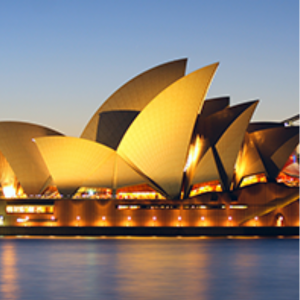 Aerial view of Sydney, Australia. You can see the Bridge, the opera house, the harbour and the CBD